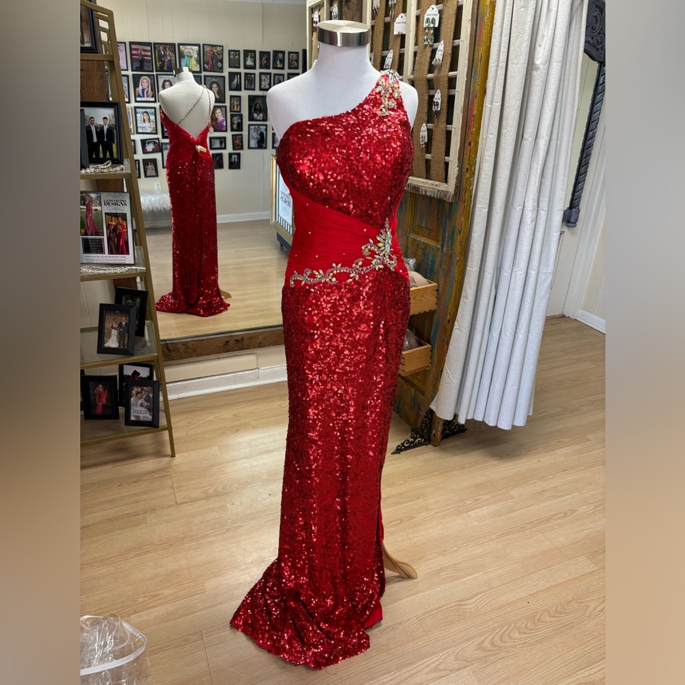 Ritzee Originals Red full Sequin long dress Size 6